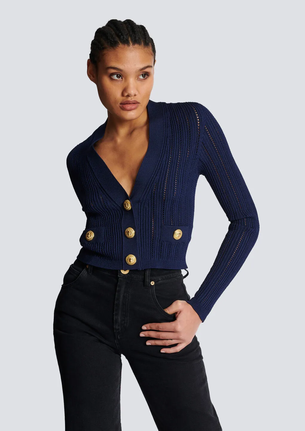 Cropped Knit Cardigan