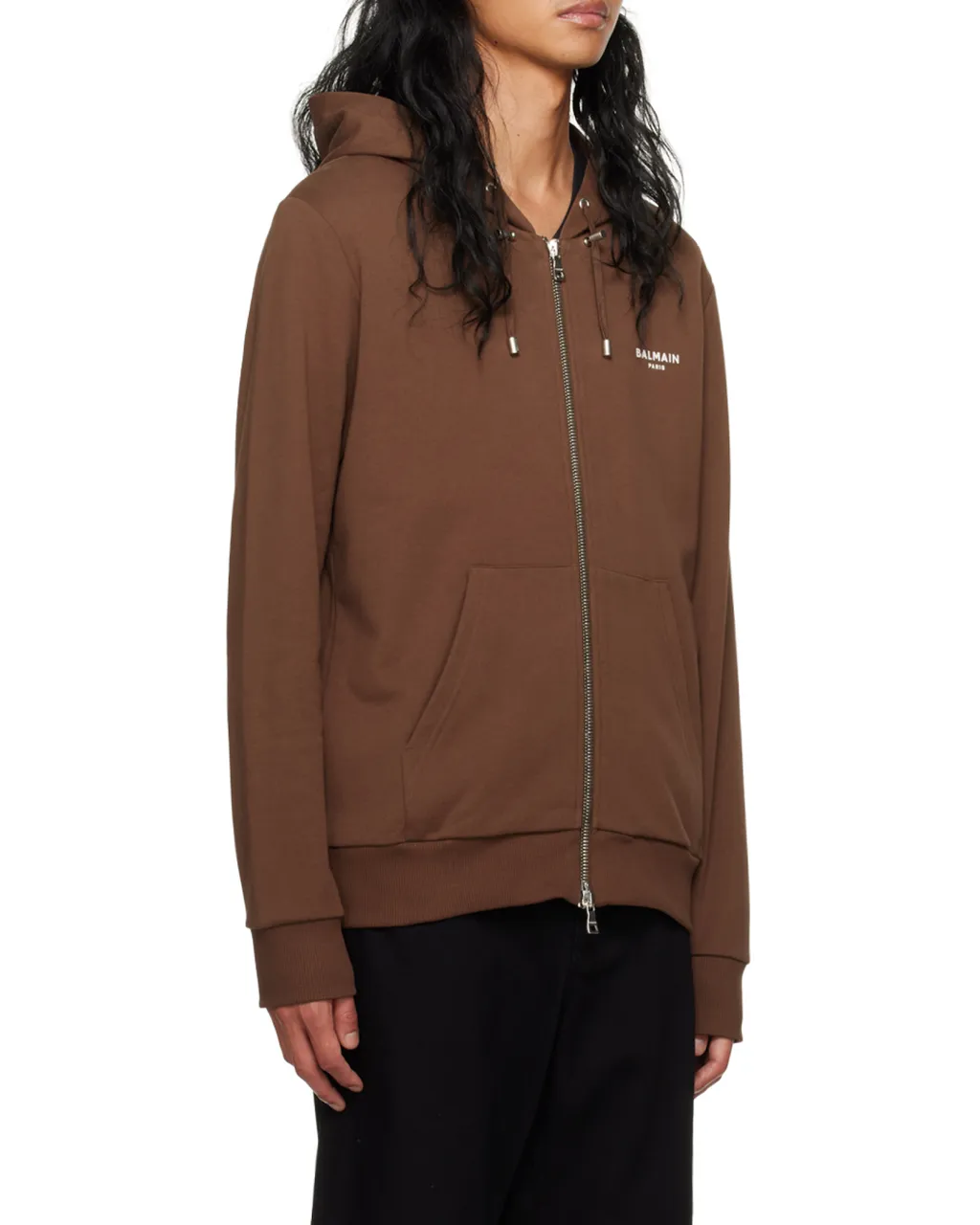 Zipped Logo Printed Hoodie