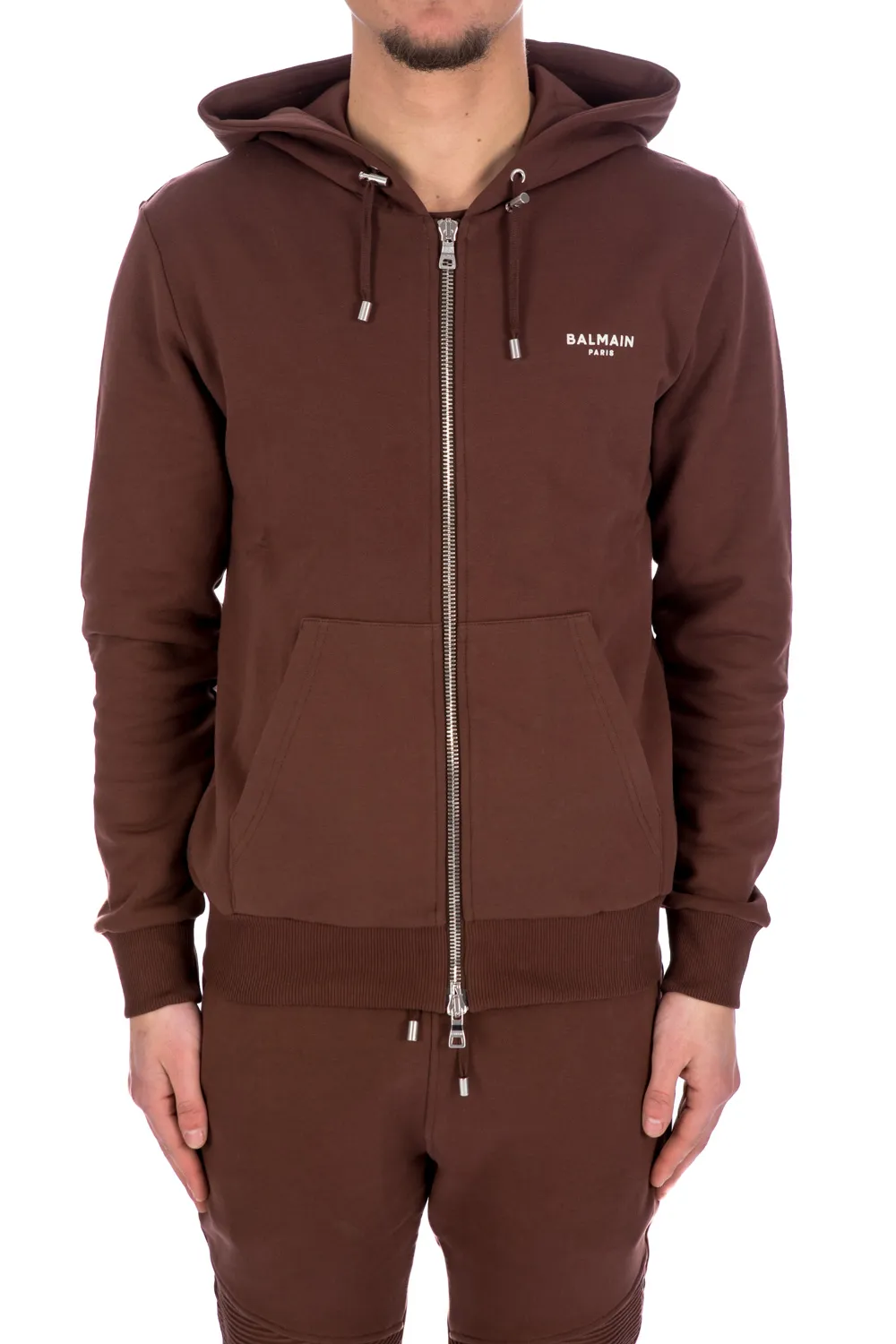 Zipped Logo Printed Hoodie