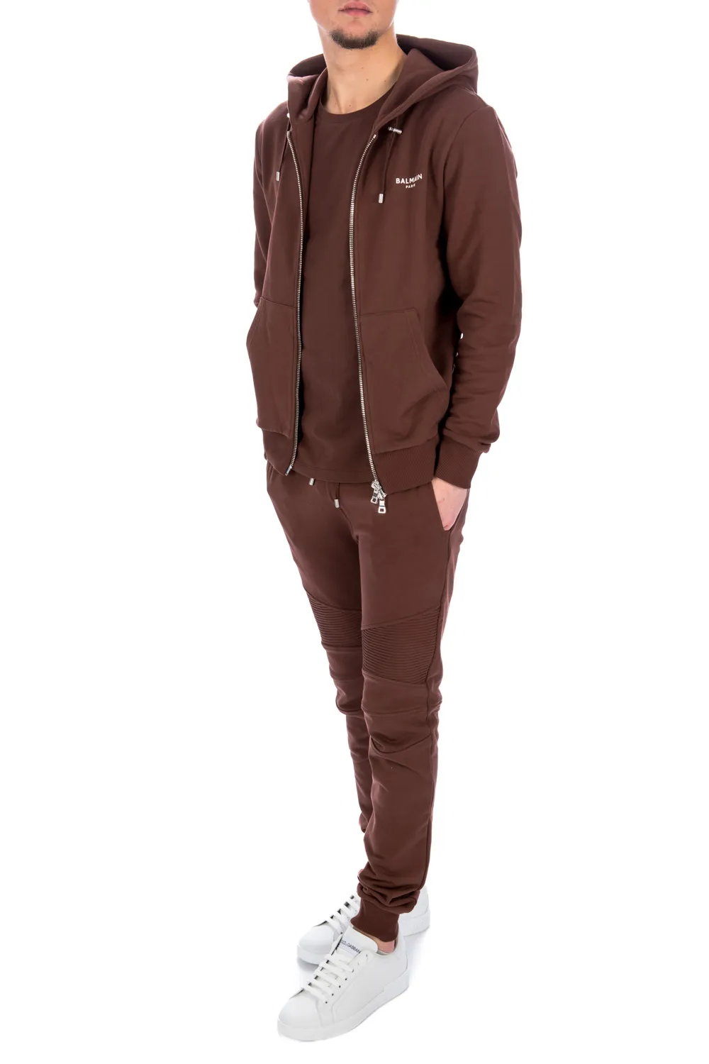 Zipped Logo Printed Hoodie