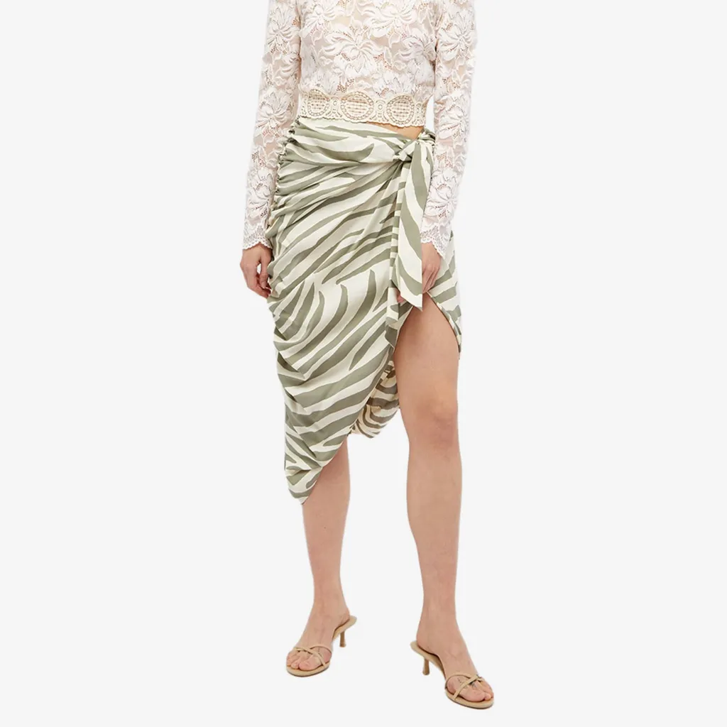Zebra-Print Midi Skirt
