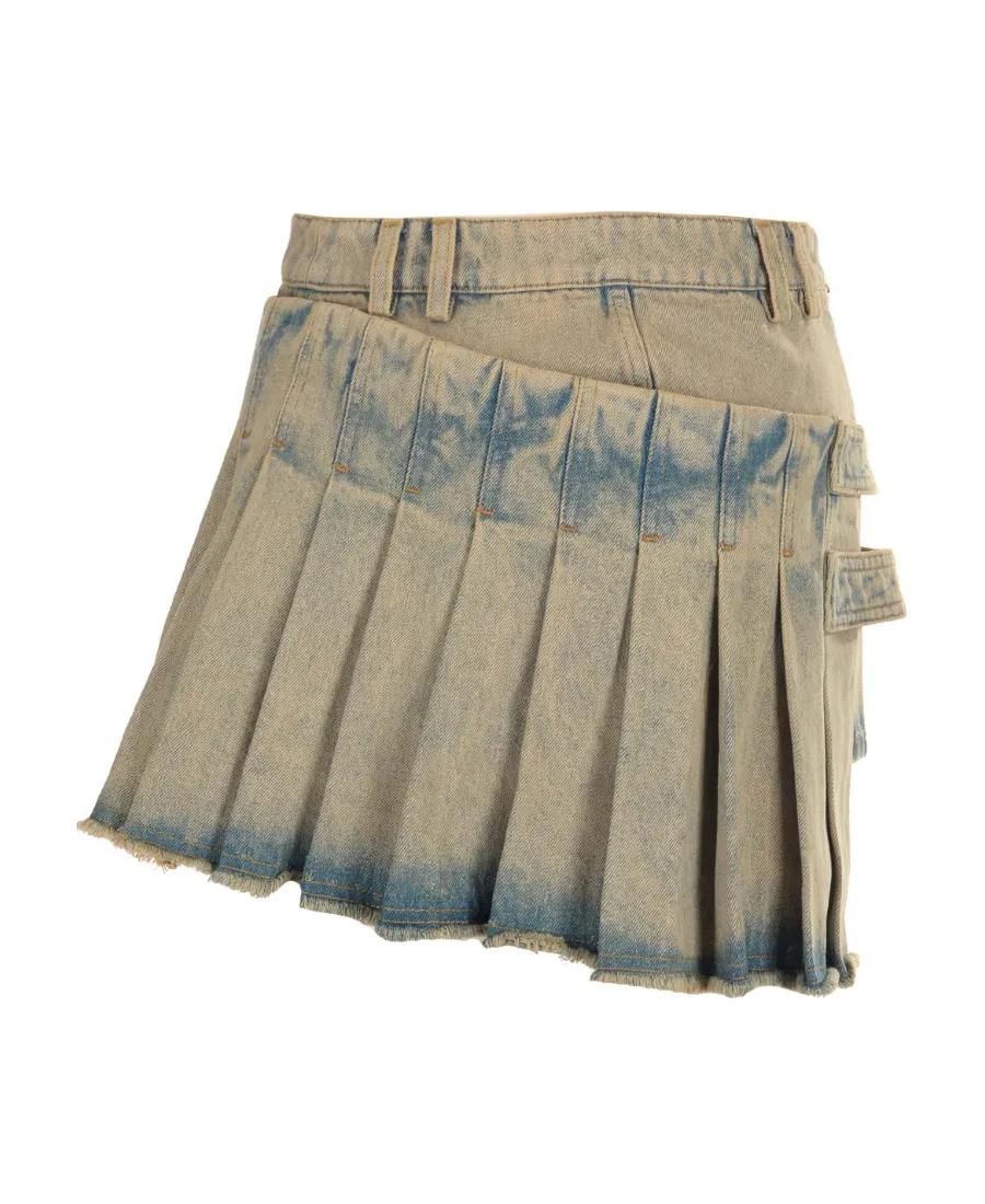 Pleated Asymmetric Miniskirt