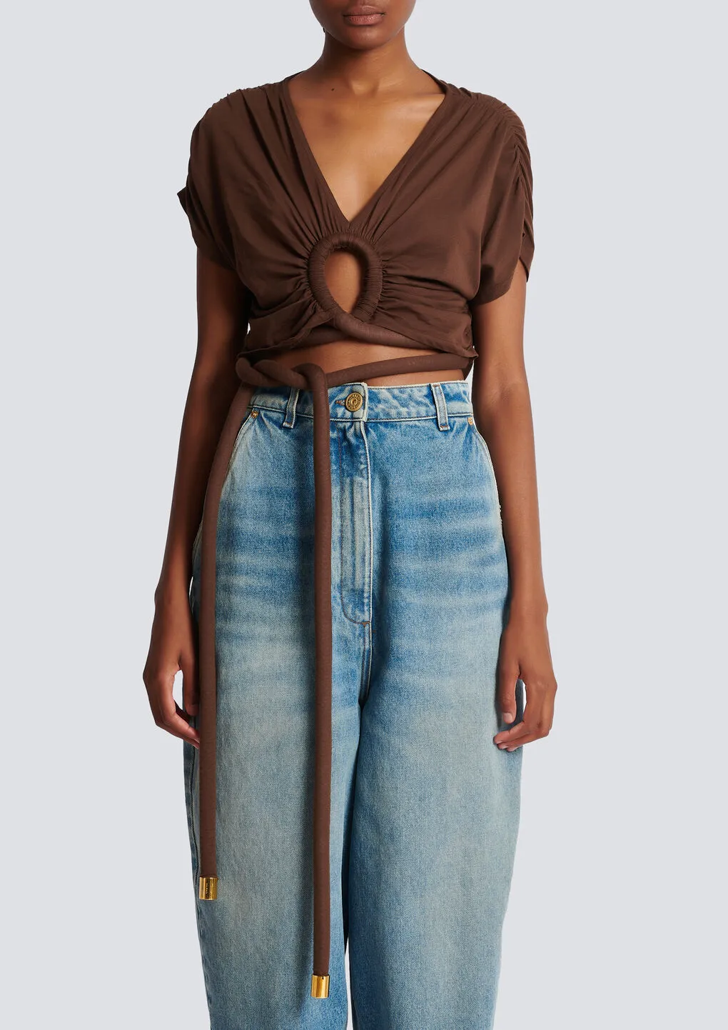 Draped Jersey Crop Top