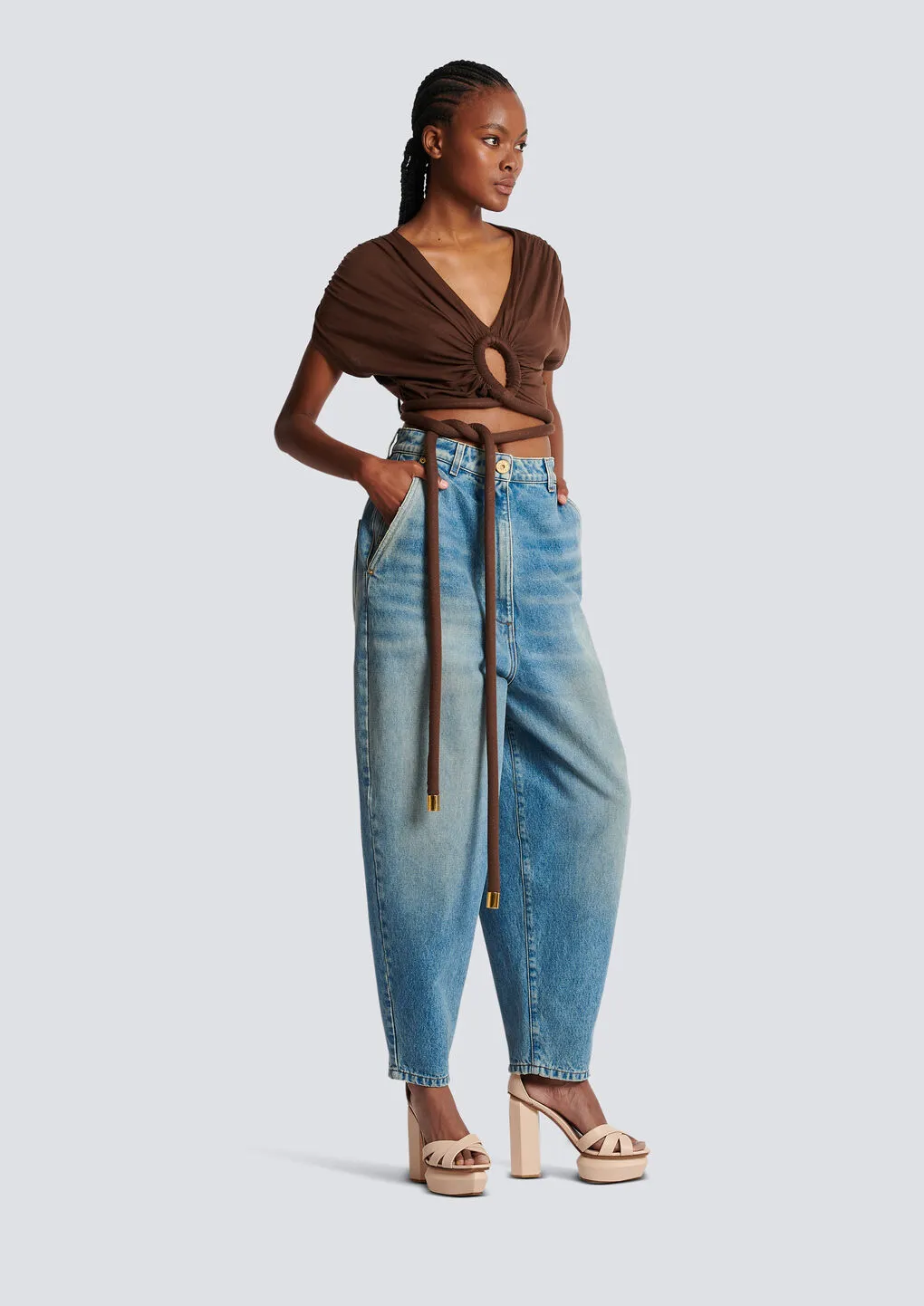 Draped Jersey Crop Top