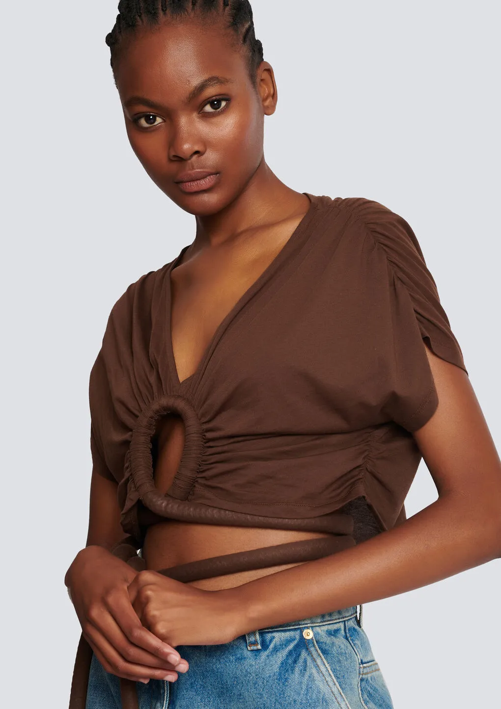 Draped Jersey Crop Top