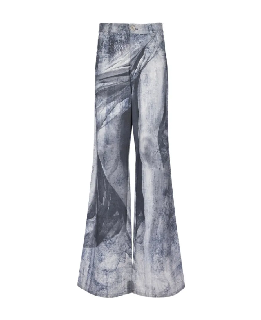 Loose-Fitting Statue Print Jeans