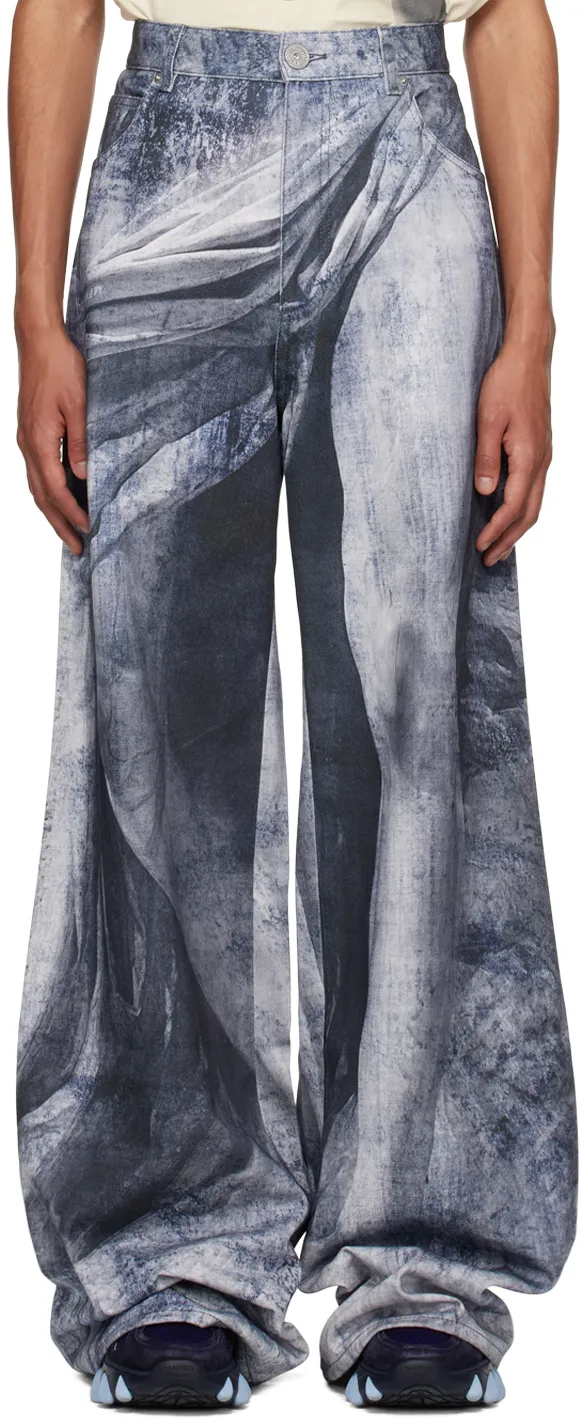 Loose-Fitting Statue Print Jeans