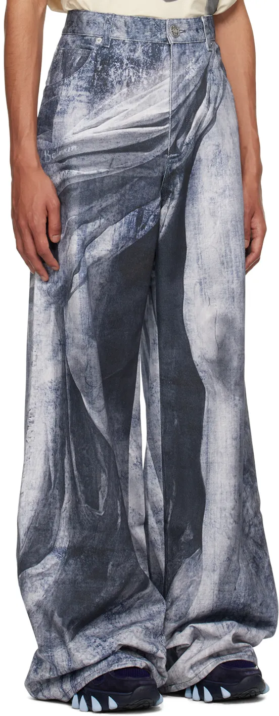 Loose-Fitting Statue Print Jeans