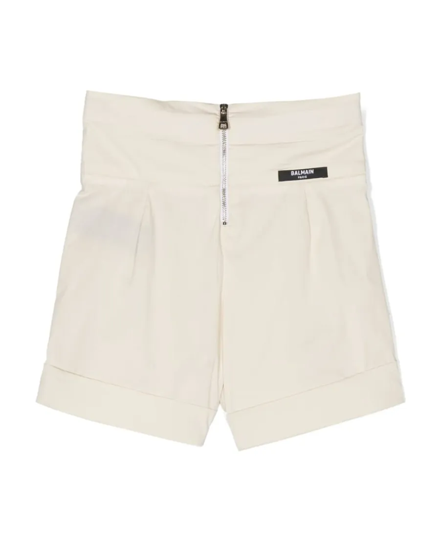 Decorative Button-Detailing Pleated Shorts