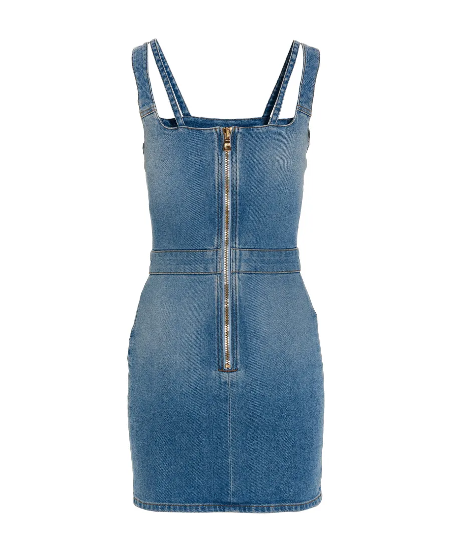 Button Detailed Sleeveless Denim Dress