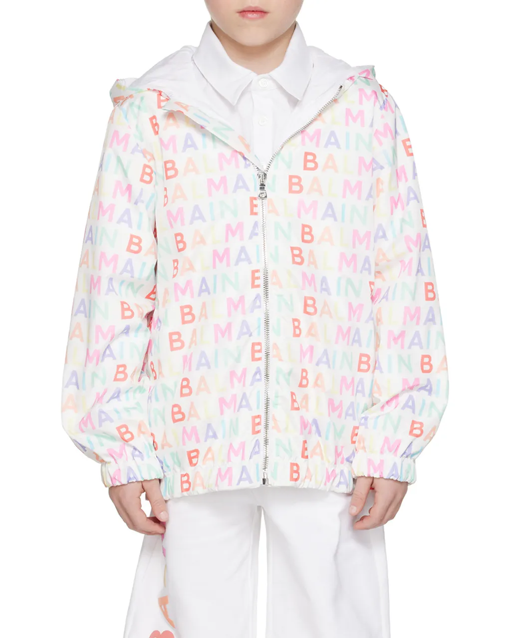 All-Over Logo Print Hooded Jacket