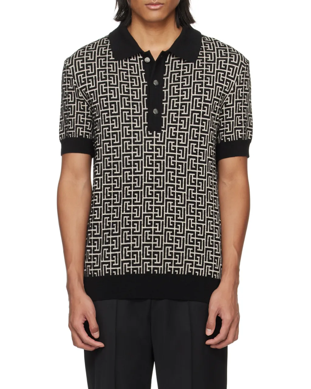Monogrammed Knitted Polo Shirt