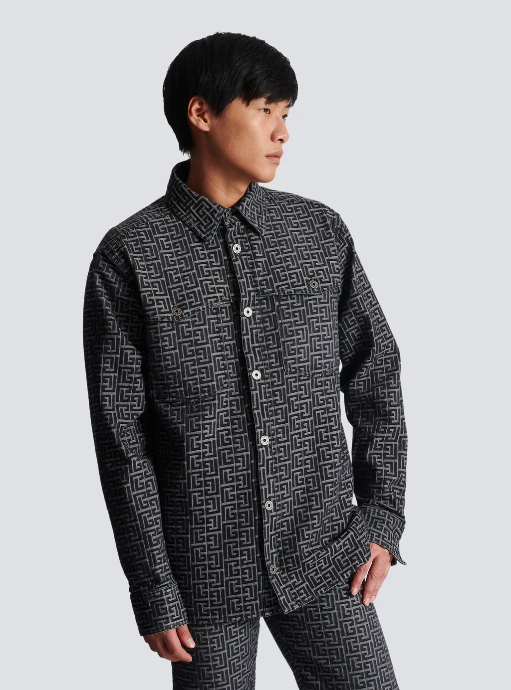 Monogrammed Jacquard Denim Shirt