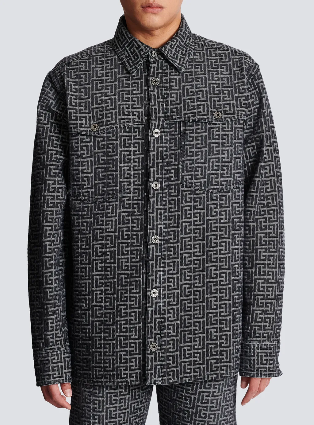 Monogrammed Jacquard Denim Shirt