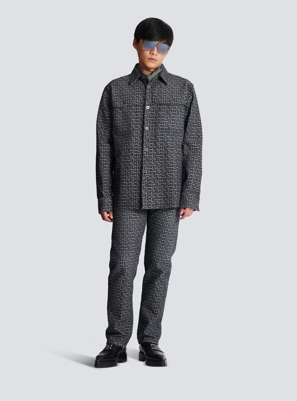 Monogrammed Jacquard Denim Shirt