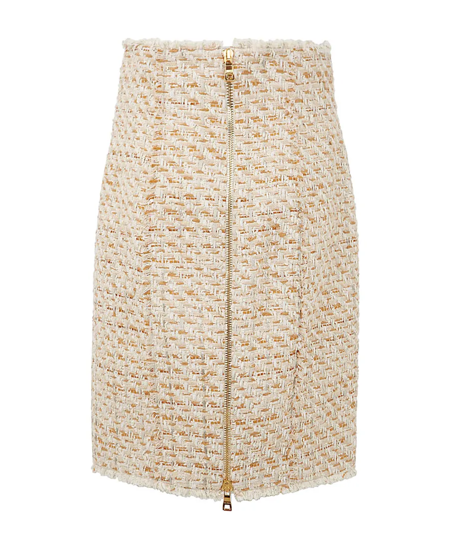 High-Waisted Tweed Skirt