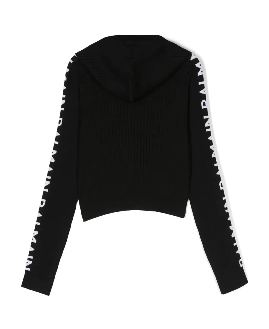 Ribbed Logo-Knit Cotton Hoodie