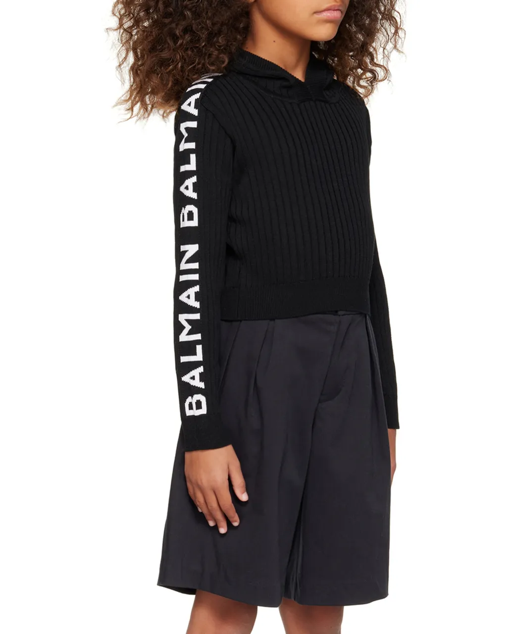 Ribbed Logo-Knit Cotton Hoodie