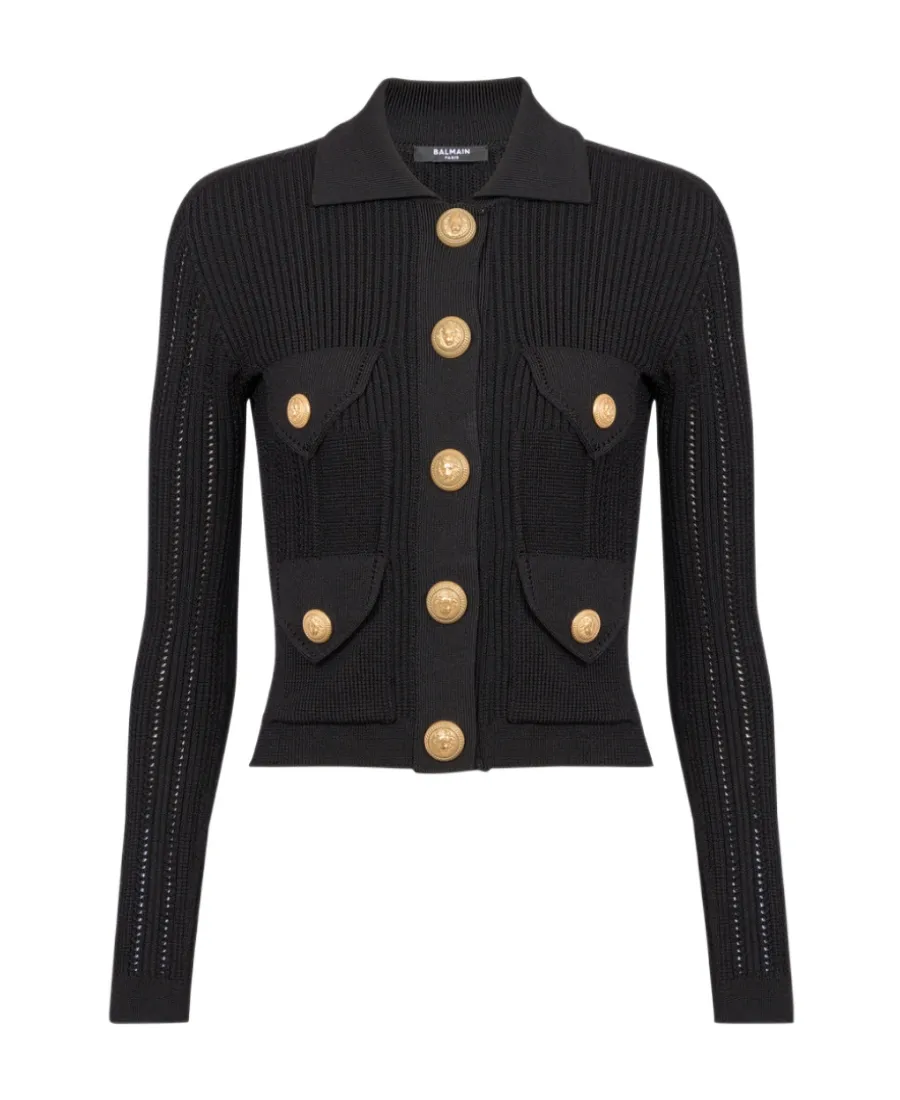 Long-Sleeved Ribbed Knitted Cardigan