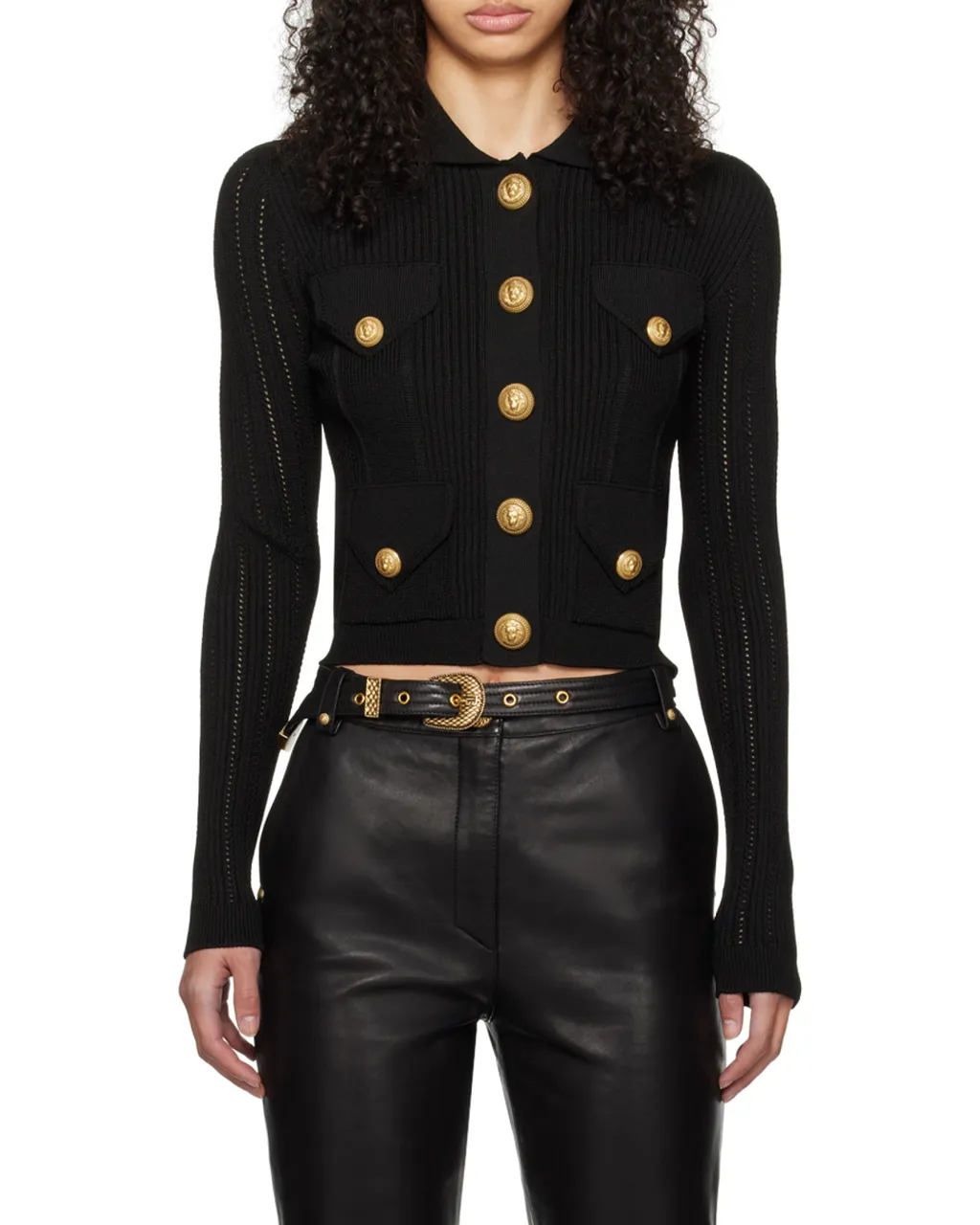 Long-Sleeved Ribbed Knitted Cardigan