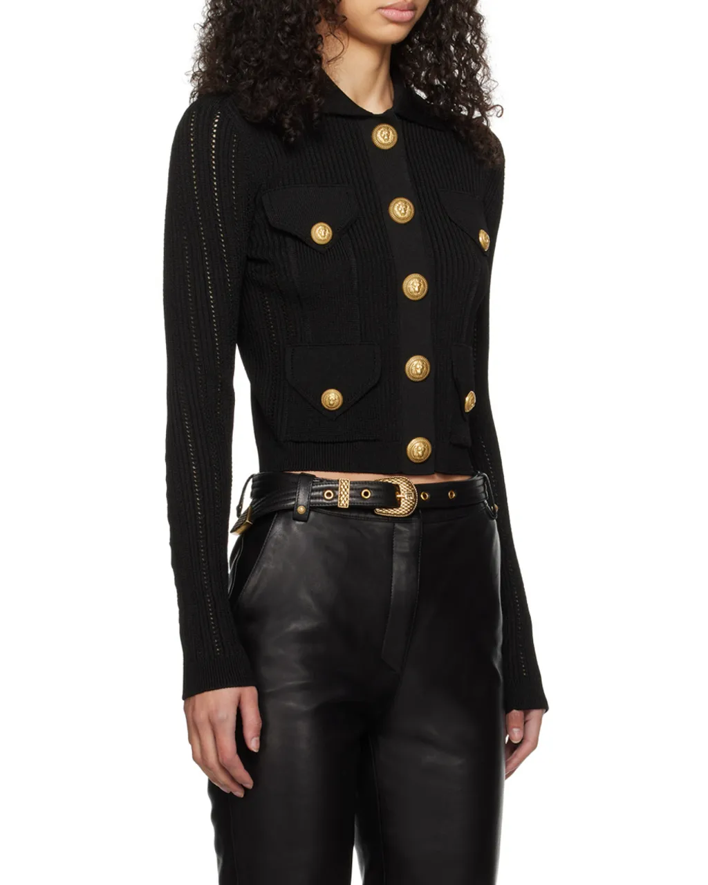 Long-Sleeved Ribbed Knitted Cardigan