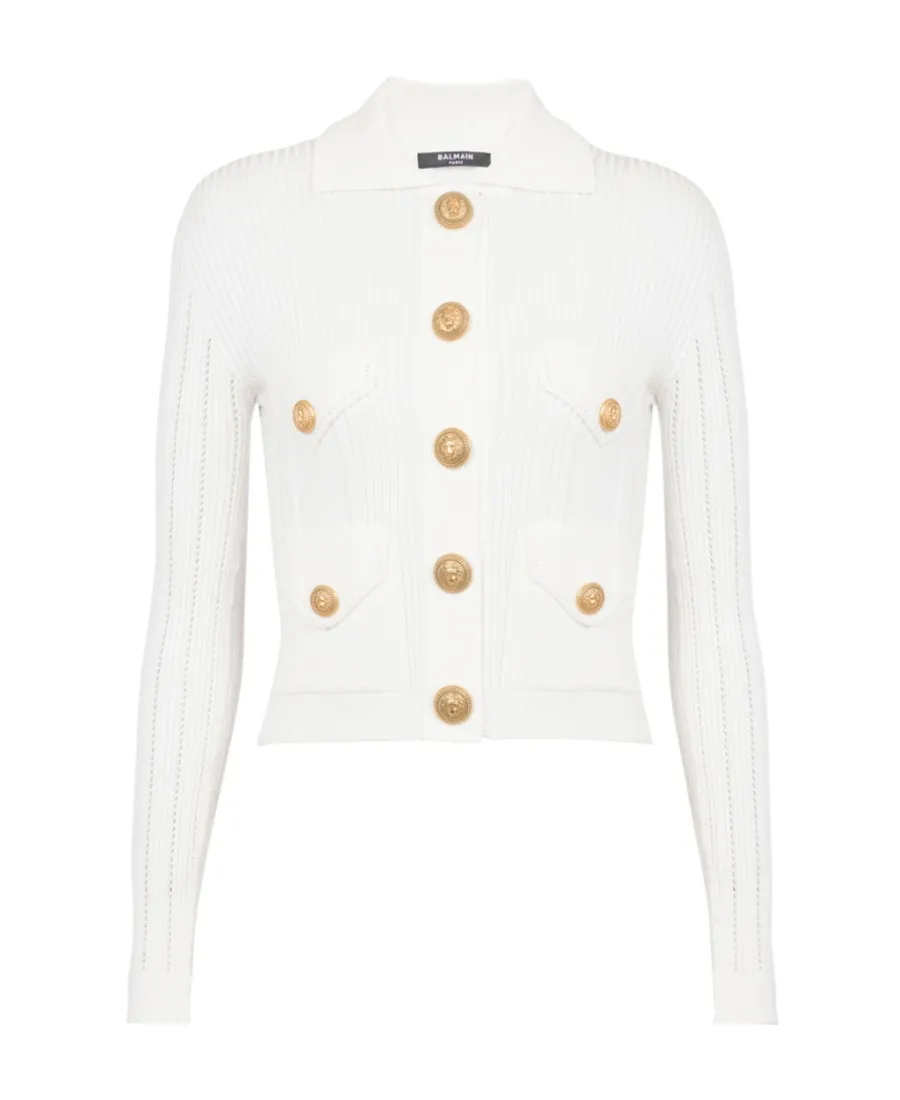 Long-Sleeved Ribbed Knitted Cardigan