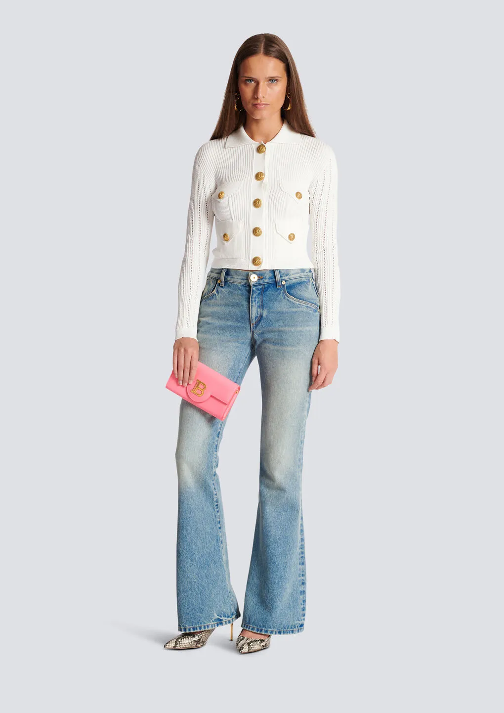 Long-Sleeved Ribbed Knitted Cardigan