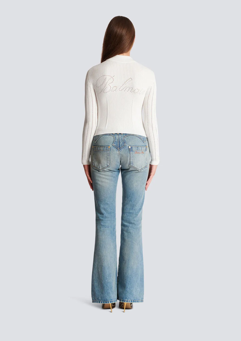 Long-Sleeved Ribbed Knitted Cardigan
