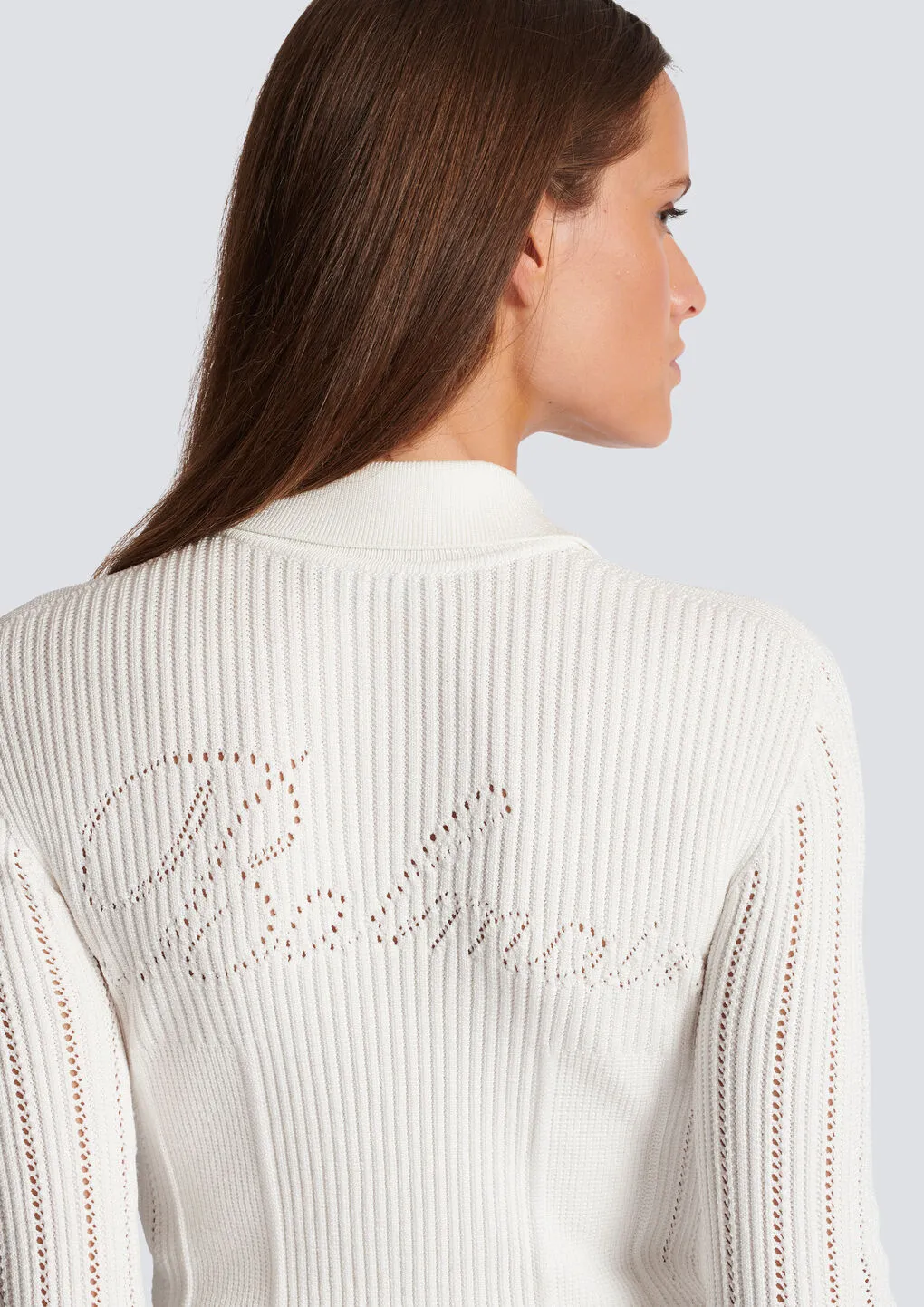 Long-Sleeved Ribbed Knitted Cardigan