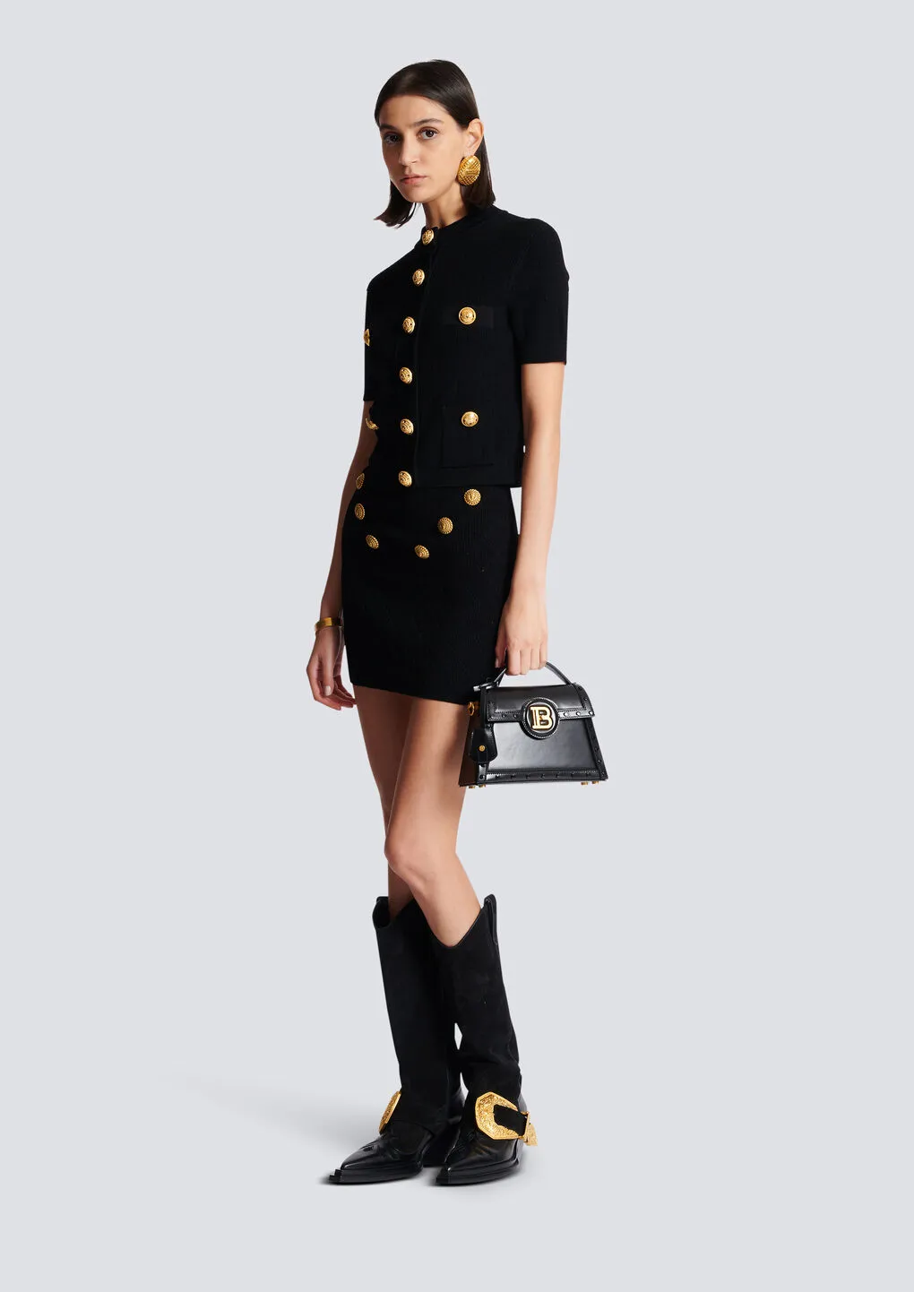 Fine-Knit High-Waisted Mini Skirt