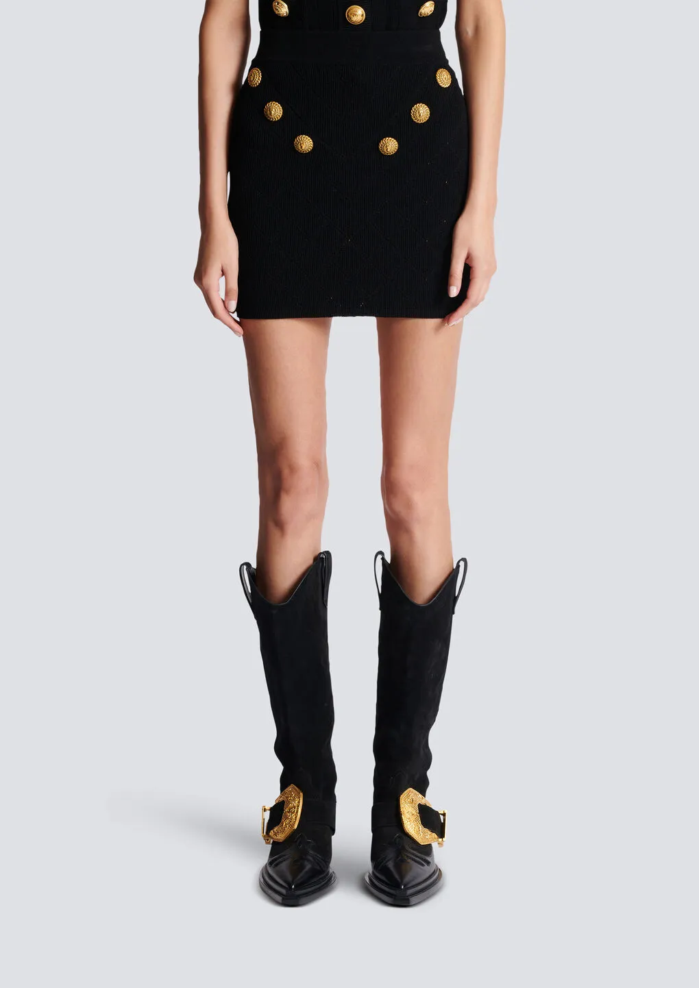 Fine-Knit High-Waisted Mini Skirt