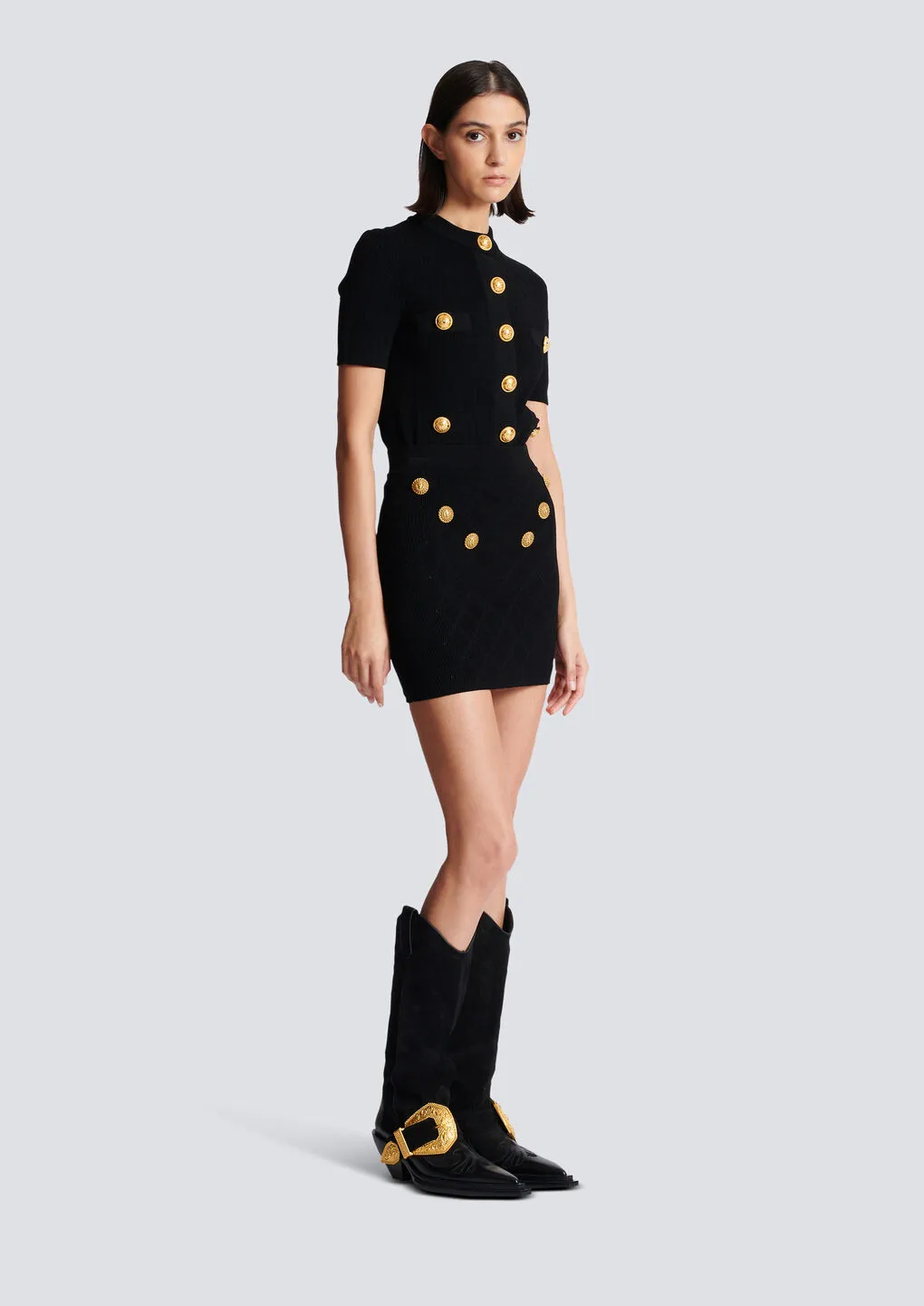 Fine-Knit High-Waisted Mini Skirt
