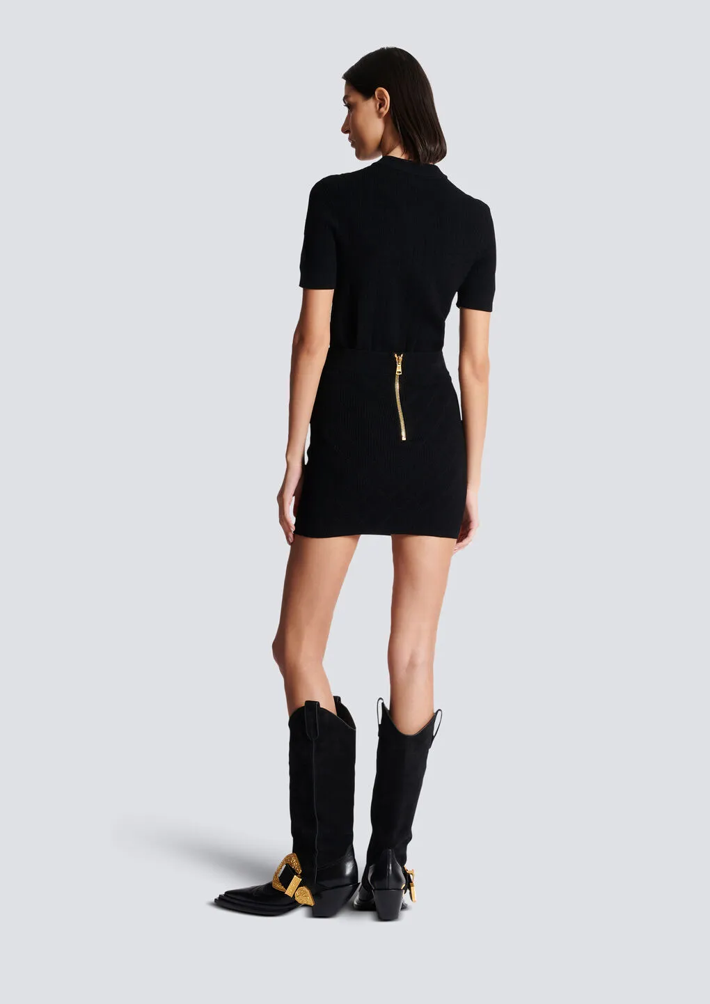 Fine-Knit High-Waisted Mini Skirt
