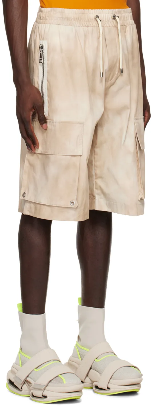 Faded Effect Drawstring Cargo Shorts
