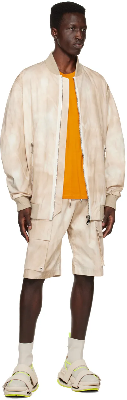 Faded Effect Drawstring Cargo Shorts
