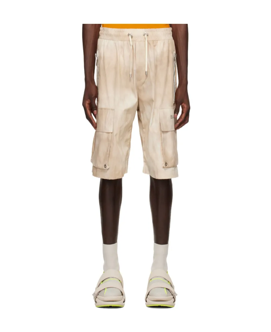 Faded Effect Drawstring Cargo Shorts