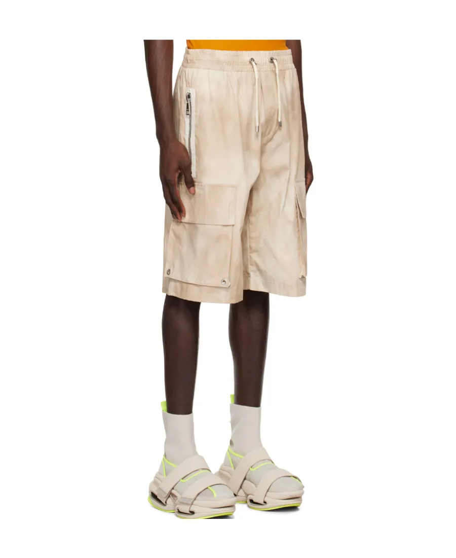 Faded Effect Drawstring Cargo Shorts