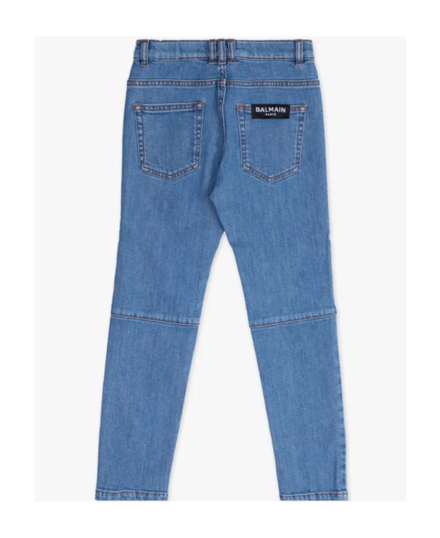 Ribbed-Knee Skinny-Cut Jeans