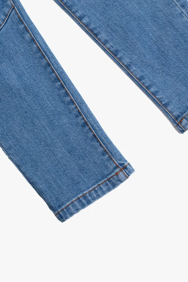 Ribbed-Knee Skinny-Cut Jeans