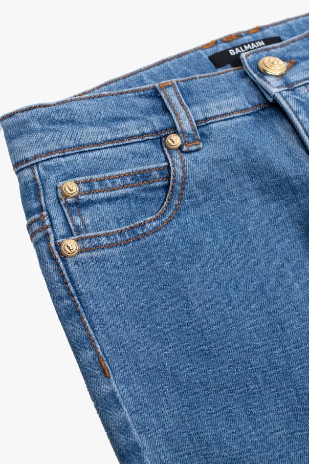 Ribbed-Knee Skinny-Cut Jeans