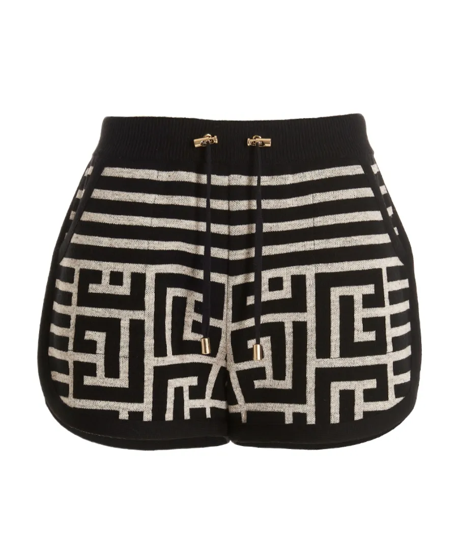 Monogram-Jacquard Wool Shorts