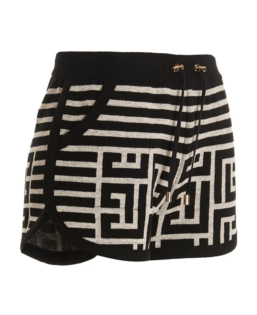 Monogram-Jacquard Wool Shorts