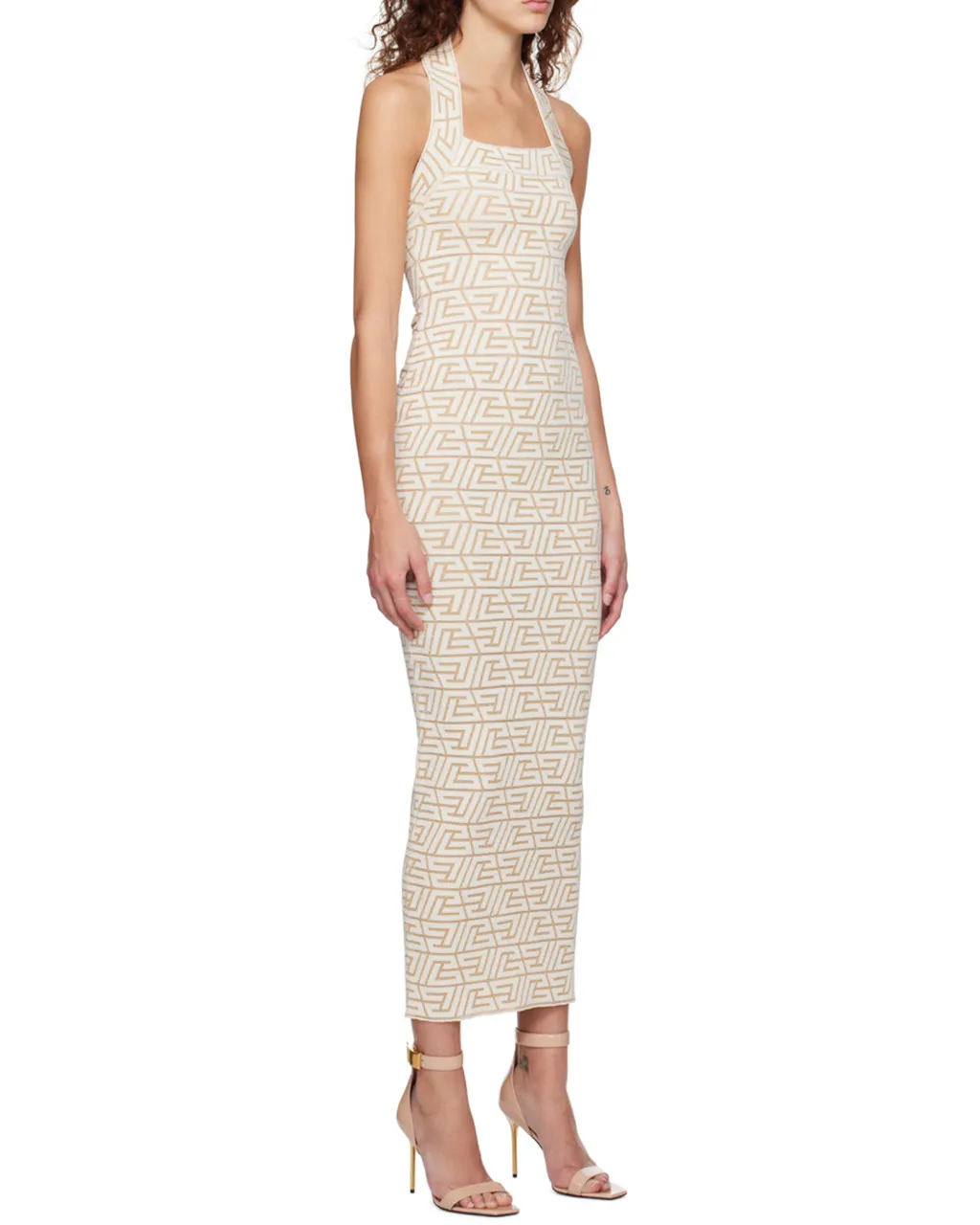 Logo Jacquard Halterneck Dress