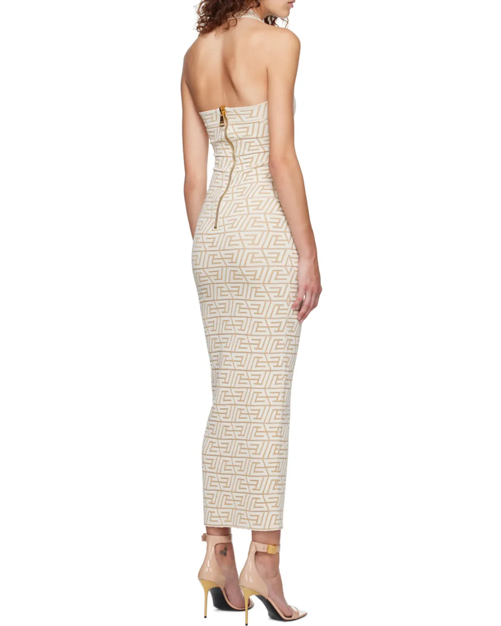 Logo Jacquard Halterneck Dress