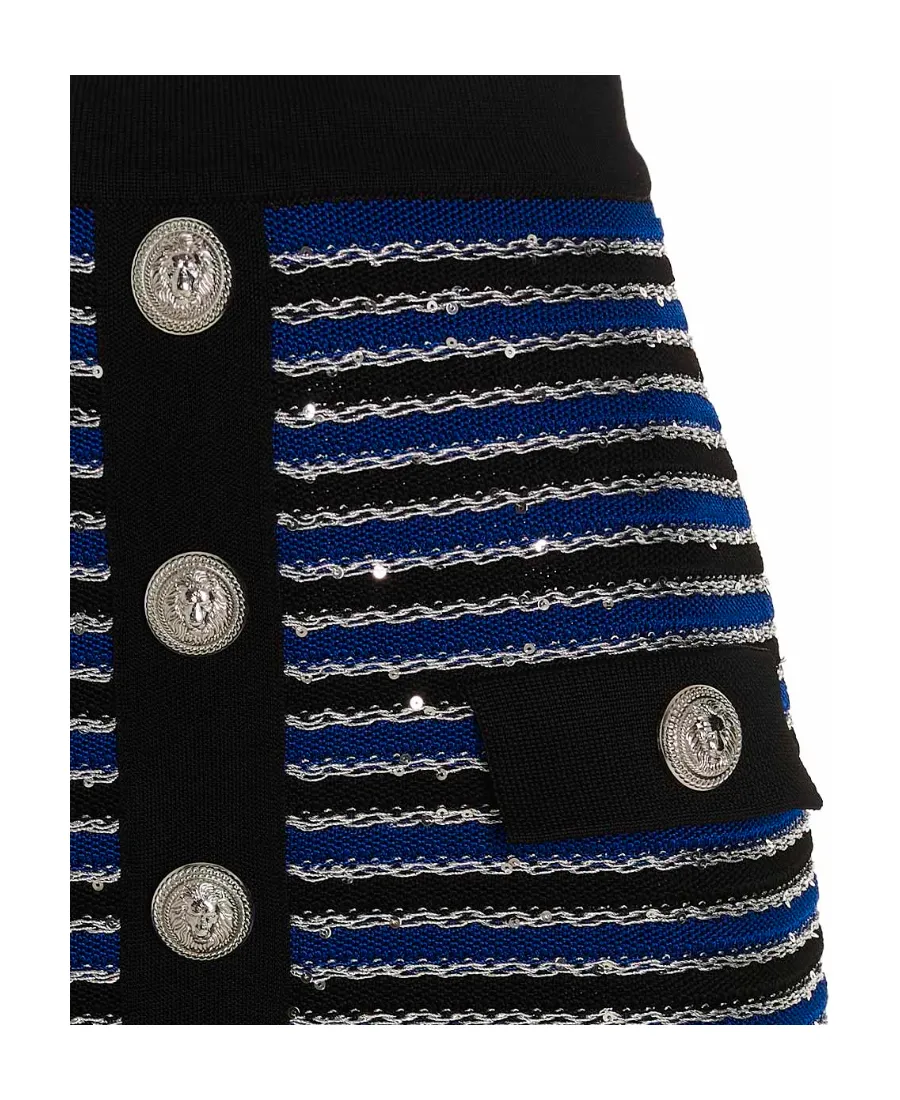 Buttoned Knit High-Waisted Skirt