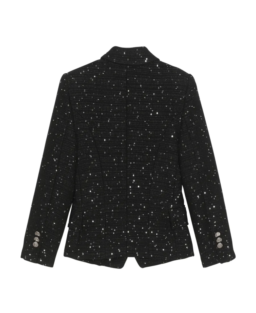 Sequin Embellishment Double-Breasted Blazer