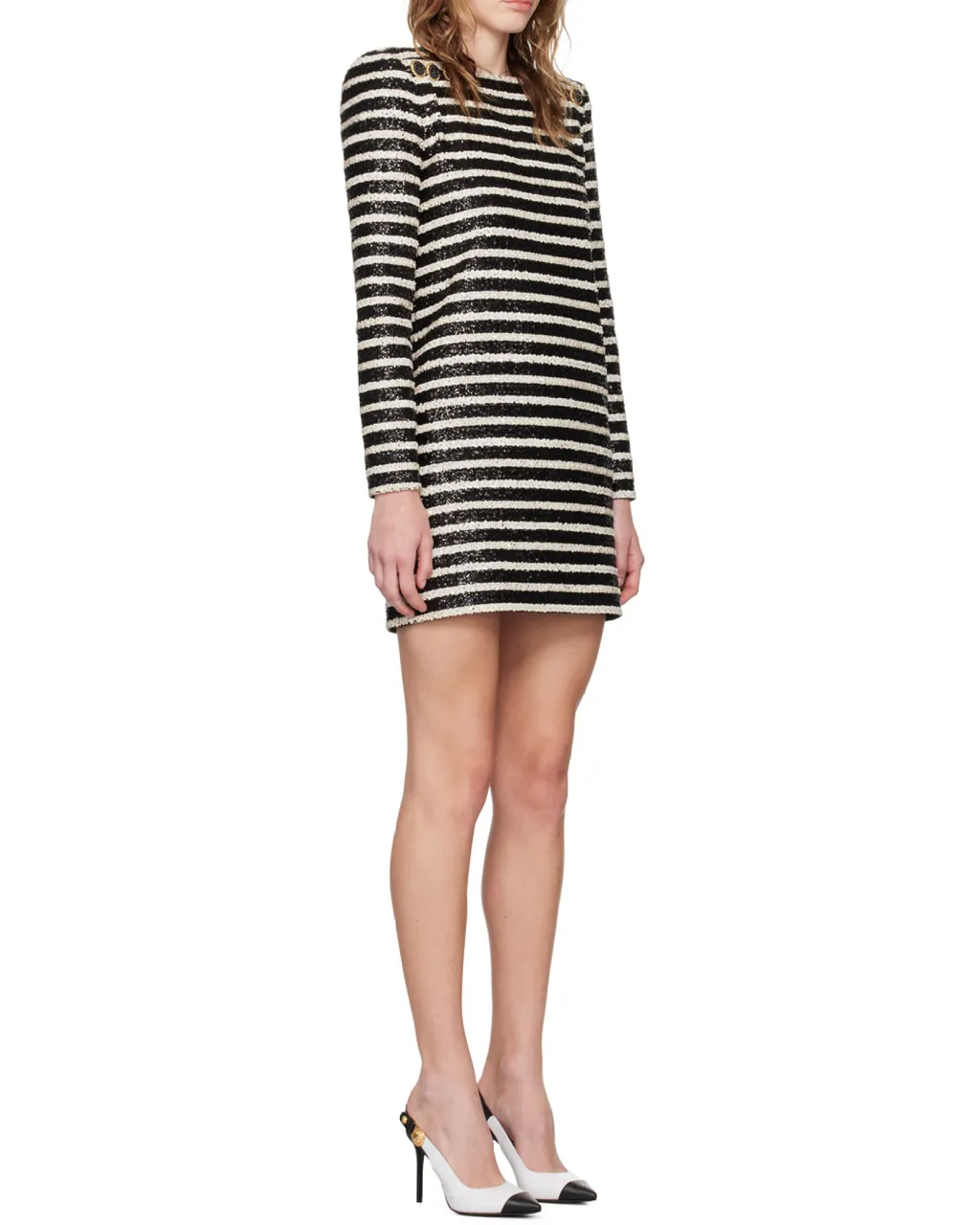 Striped Sequin Embellished Mini Dress