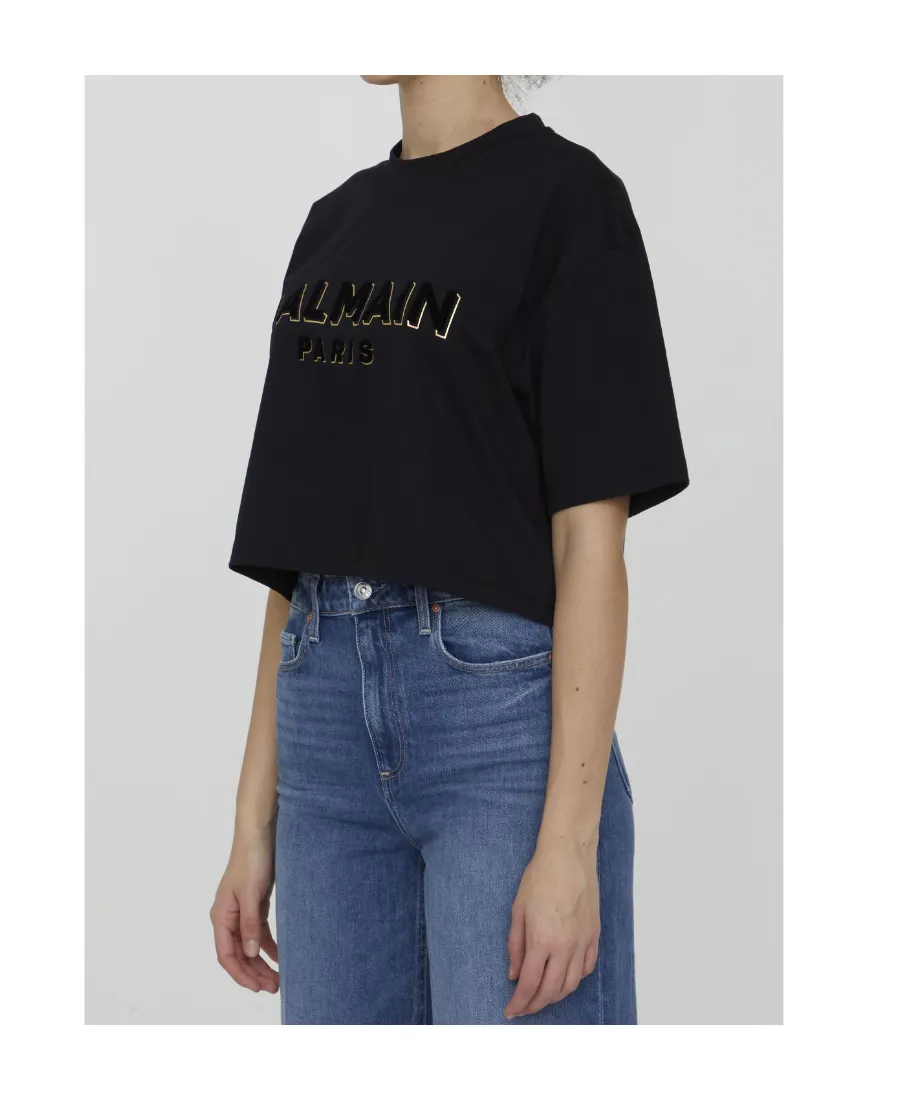 Logo-Print Cropped T-Shirt