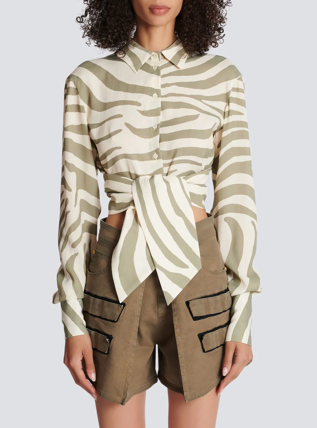 Animal Printed Cropped Shirt