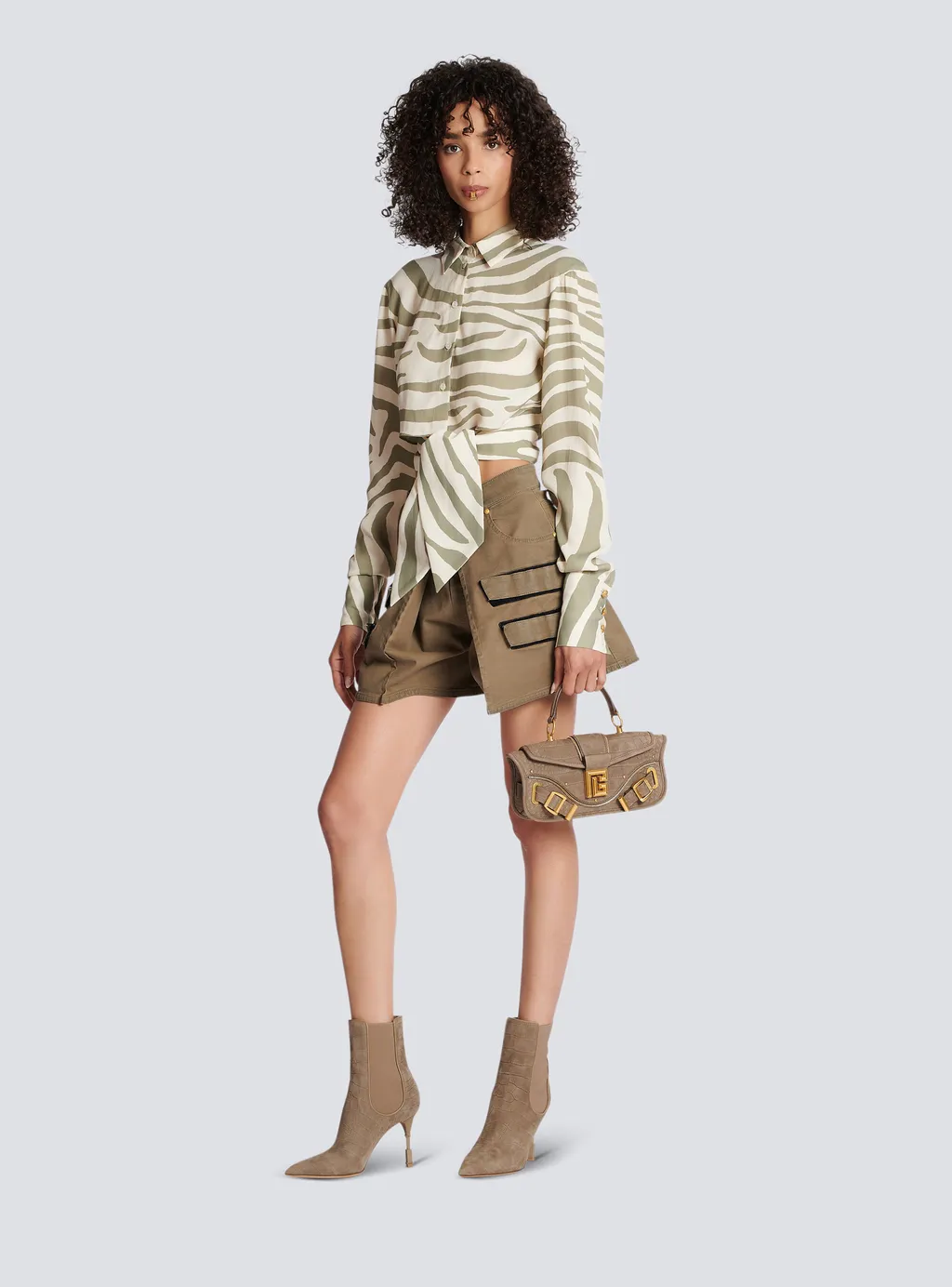 Animal Printed Cropped Shirt